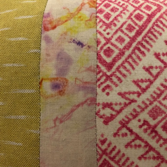 Kim Salmela decorative lumbar pillow mixed fabrics boho ikat patchwork prints - Picture 2 of 5